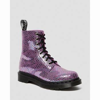 Dr Martens 1460 Pascal Snake Metallic Suede - Fialove Cizmy Damske, DR0205